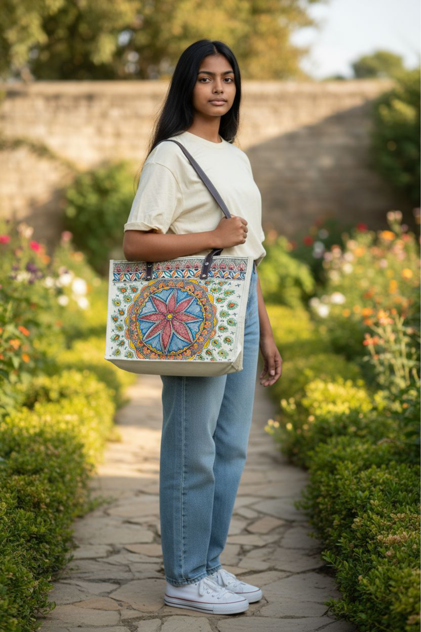 Mithila Art Tote Bag – Eco-Friendly & Hand-painted