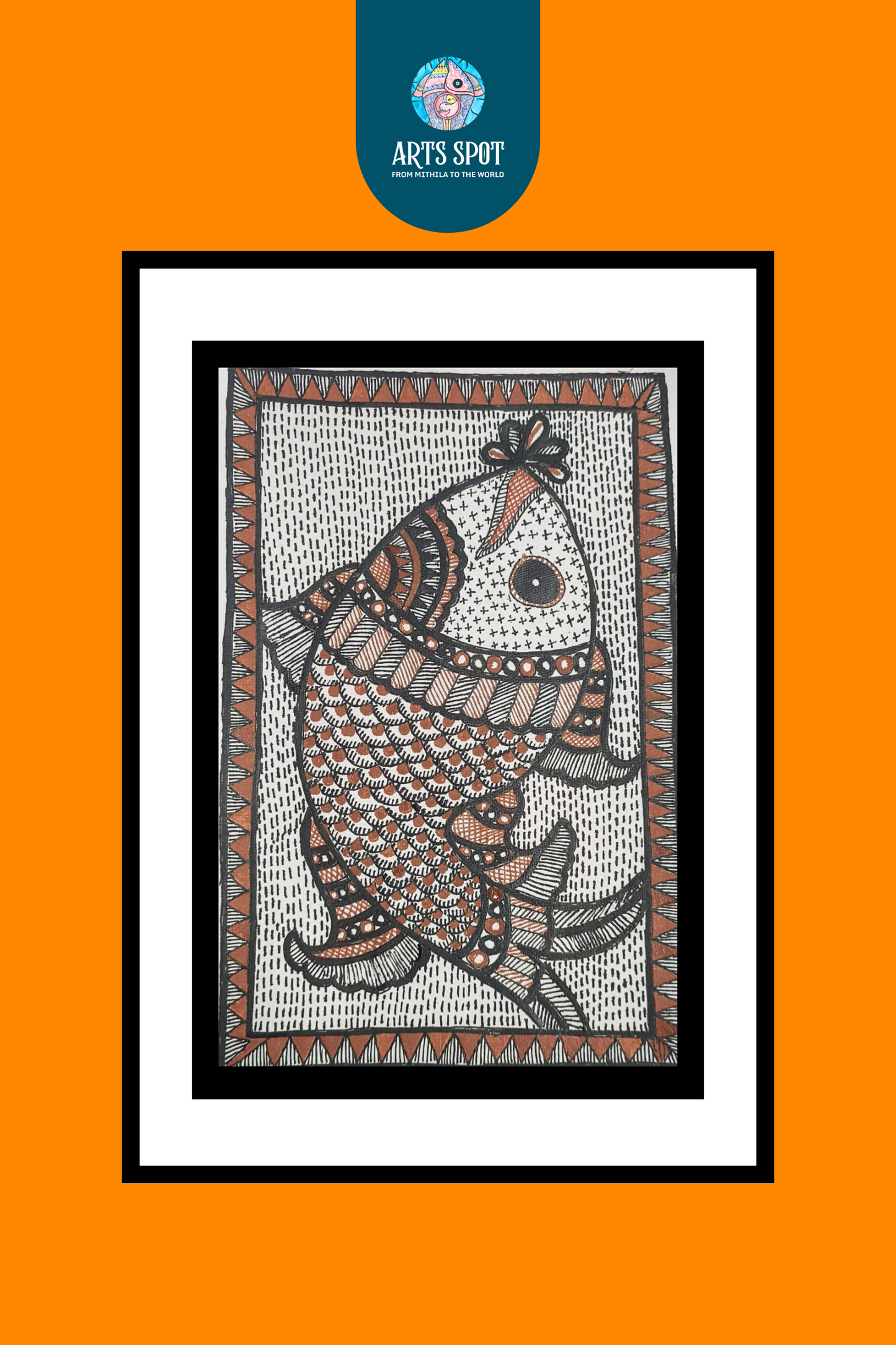 Traditional Fish Madhubani Painting – Handcrafted Mithila Art on Paper