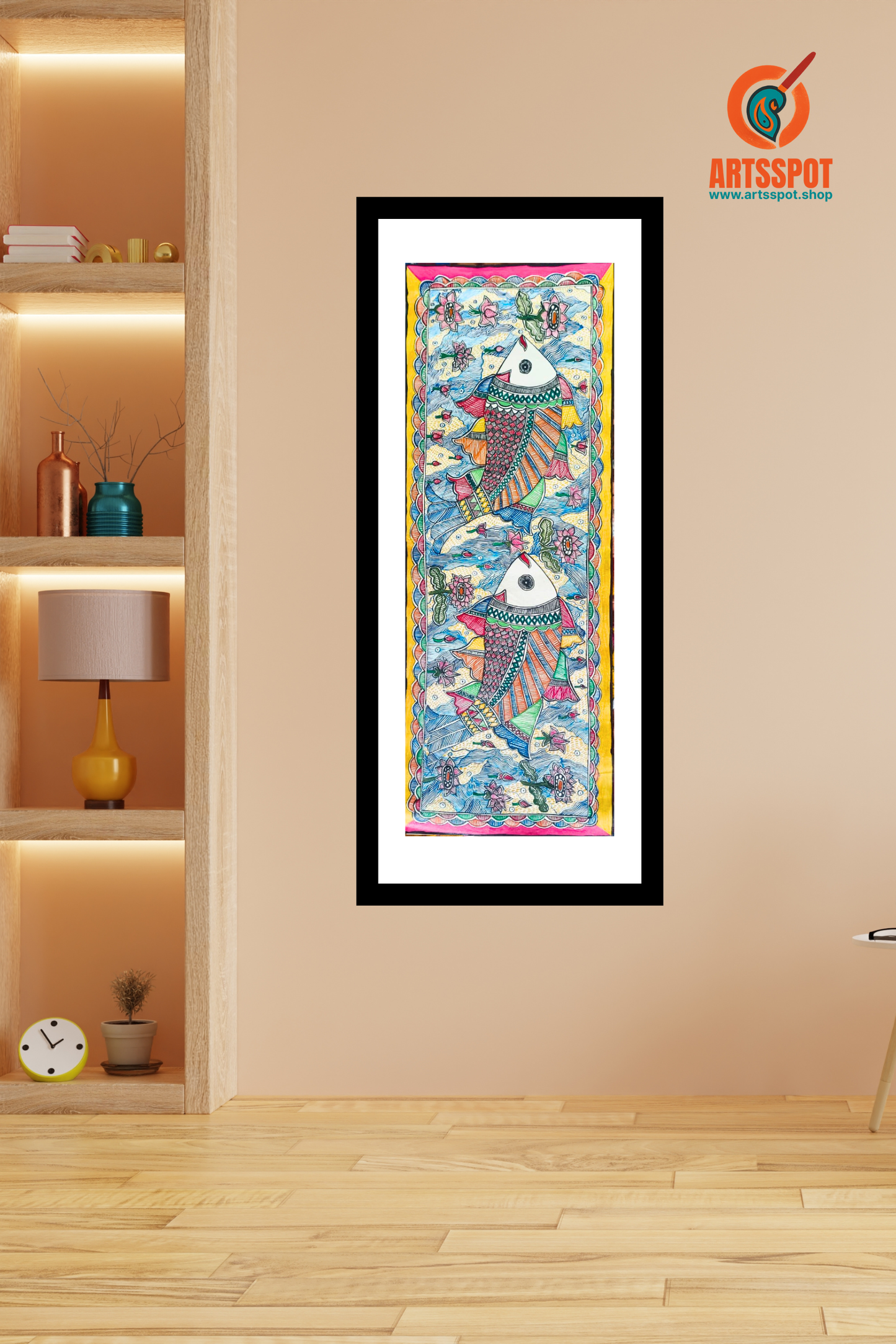 Madhubani Fish Painting – Traditional Folk Art (30x11 in)