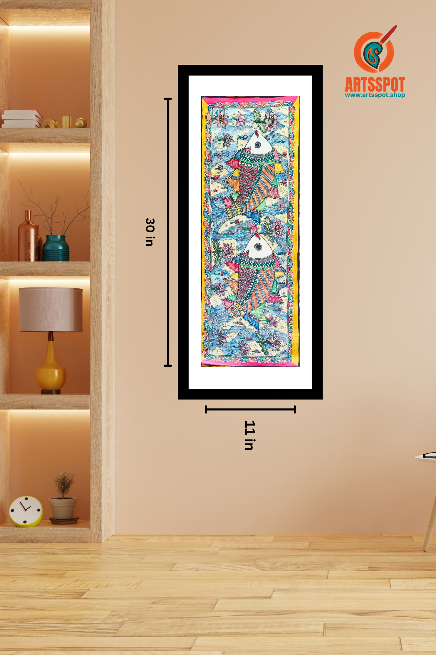 Madhubani Fish Painting – Traditional Folk Art (30x11 in)