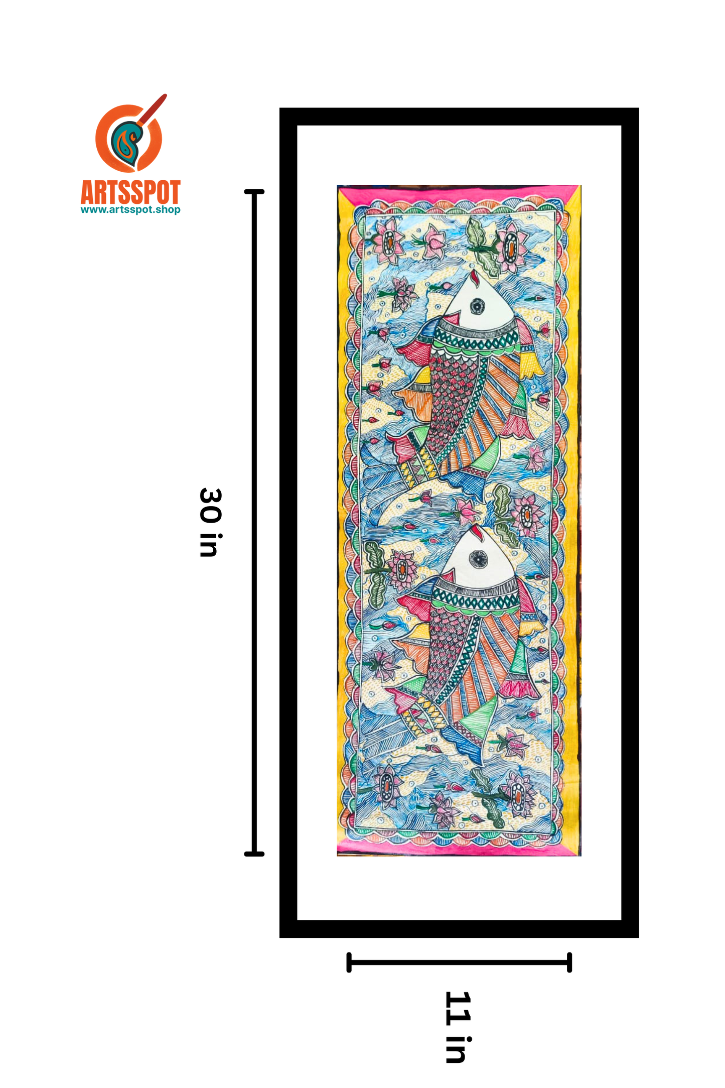 Madhubani Fish Painting – Traditional Folk Art (30x11 in)