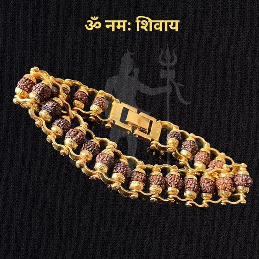 Genuine 5 Mukhi Rudraksha Bracelet with Gold Plating