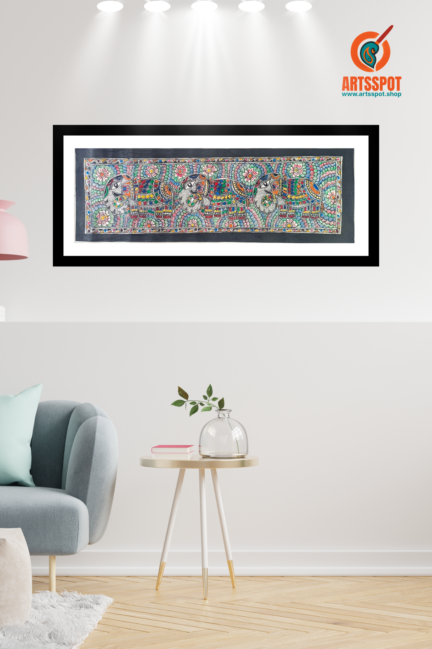 Royal Elephants – Madhubani Painting